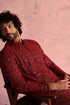 SHRESTHA By VASTRAMAY Men's Maroon Georgette Zari With Sequins Worked Kurta pant Set