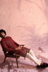 SHRESTHA By VASTRAMAY Men's Maroon Georgette Zari With Sequins Worked Kurta pant Set