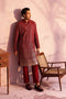 SHRESTHA By VASTRAMAY Men's Maroon Georgette Zari With Sequins Worked Kurta Pant Set