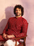 Vastramay Men's Maroon Georgette Zari With Sequins Worked Kurta Patiala Set