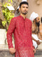 Vastramay Men's Maroon Georgette Zari With Sequins Worked Kurta Patiala Set