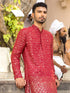 Vastramay Men's Maroon Georgette Zari With Sequins Worked Kurta Patiala Set