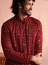 Vastramay Men's Maroon Georgette Zari With Sequins Worked Kurta Patiala Set