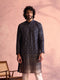 Vastramay Men's Navy Blue Georgette Zari With Sequins Worked Kurta