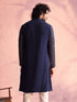 Vastramay Men's Navy Blue Georgette Zari With Sequins Worked Kurta