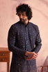 SHRESTHA By VASTRAMAY Men's Navy Blue Georgette Zari With Sequins Worked Kurta Patiala Set