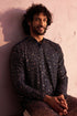 SHRESTHA By VASTRAMAY Men's Navy Blue Georgette Zari With Sequins Worked Kurta Patiala Set