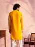 Vastramay Men's Yellow Georgette Zari With Sequins Worked Kurta