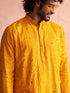 Vastramay Men's Yellow Georgette Zari With Sequins Worked Kurta