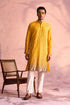 SHRESTHA By VASTRAMAY Men's Yellow Georgette Zari With Sequins Worked Kurta pant Set