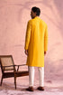 SHRESTHA By VASTRAMAY Men's Yellow Georgette Zari With Sequins Worked Kurta pant Set