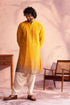 SHRESTHA By VASTRAMAY Men's Yellow Georgette Zari With Sequins Worked Kurta Patiala Set