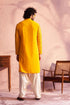 SHRESTHA By VASTRAMAY Men's Yellow Georgette Zari With Sequins Worked Kurta Patiala Set