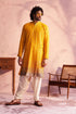 SHRESTHA By VASTRAMAY Men's Yellow Georgette Zari With Sequins Worked Kurta Patiala Set