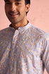 SHRESTHA By VASTRAMAY Men's Sky Blue Georgette Floral Motif Embroidered Kurta Patiala Set