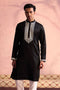 SHRESTHA BY VASTRAMAY Men's Black Silk Machine Embroidered Kurta