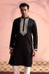 SHRESTHA BY VASTRAMAY Men's Black Silk Machine Embroidered Kurta