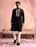 SHRESTHA BY VASTRAMAY Men's Black Silk Machine Embroidered Kurta Pyjama