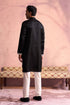 SHRESTHA BY VASTRAMAY Men's Black Silk Machine Embroidered Kurta Pyjama