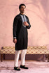 SHRESTHA BY VASTRAMAY Men's Black Silk Machine Embroidered Kurta Pyjama