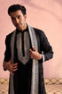SHRESTHA BY VASTRAMAY Men's Black Silk Machine Embroidered Kurta Pyjama With Silk Dupatta Set