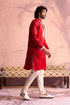 SHRESTHA BY VASTRAMAY Men's Red Silk Blend Machine Embroidered Kurta Pyjama