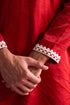 SHRESTHA BY VASTRAMAY Men's Red Silk Blend Machine Embroidered Kurta Pyjama