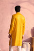 SHRESTHA BY VASTRAMAY Men's Yellow Silk Machine Embroidered Kurta