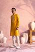 SHRESTHA BY VASTRAMAY Men's Yellow Silk Machine Embroidered Kurta Pyjama