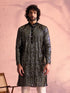 Vastramay Men's Black Georgette Embellished Kurta