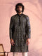 Vastramay Men's Black Georgette Embellished Kurta