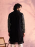 Vastramay Men's Black Georgette Embellished Kurta