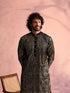 Vastramay Men's Black Georgette Embellished Kurta