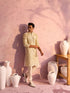 SHRESTHA BY VASTRAMAY Men's Cream Georgette Embellished Kurta Pant Set
