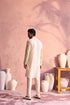 SHRESTHA BY VASTRAMAY Men's Cream Georgette Embellished Kurta Pant Set