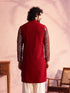 Vastramay Men's Maroon Georgette Embellished Kurta