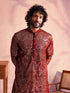 Vastramay Men's Maroon Georgette Embellished Kurta