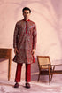 SHRESTHA BY VASTRAMAY Men's Maroon Georgette Embellished Kurta Pant Set