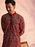Vastramay Maroon Georgette Embroidered Kurta Pyjama Baap Beta Set