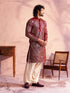 Vastramay Men's Maroon Georgette Embellished Kurta Patiala Set