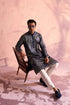 SHRESTHA BY VASTRAMAY Men's Navy Blue Georgette Embellished Kurta Pant Set
