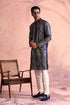 SHRESTHA BY VASTRAMAY Men's Navy Blue Georgette Embellished Kurta Pant Set