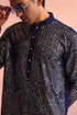 SHRESTHA BY VASTRAMAY Men's Navy Blue Georgette Embellished Kurta Pant Set