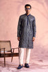 SHRESTHA BY VASTRAMAY Men's Navy Blue Georgette Embellished Kurta Pant Set
