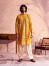 Vastramay Men's Yellow Georgette Embellished Kurta