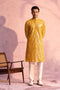 SHRESTHA BY VASTRAMAY Men's Yellow Georgette Embellished Kurta Pant Set