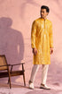 SHRESTHA BY VASTRAMAY Men's Yellow Georgette Embellished Kurta Pant Set