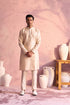 SHRESTHA By VASTRAMAY Men's Beige Silk Blend Kurta pant Set