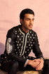 SHRESTHA By VASTRAMAY Men's Black Silk Blend Embroidered Ethnic Kurta