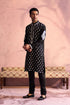 SHRESTHA By VASTRAMAY Men's Black Silk Embroidered Ethnic Kurta Pyjama Set